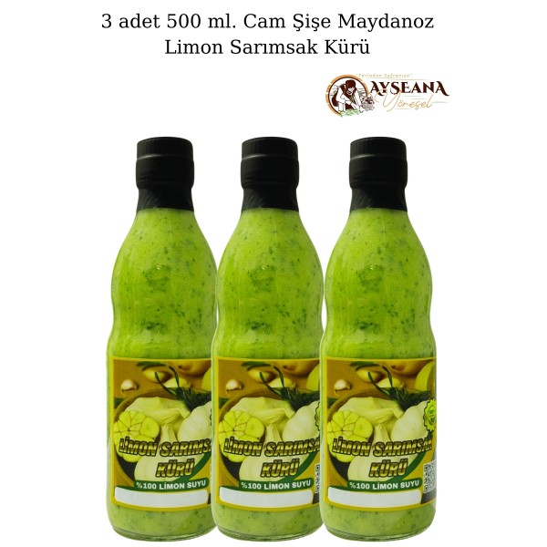 Limon Sarımsak Kürü Maydanozlu 3 x 500 ml Cam El Yapımı 