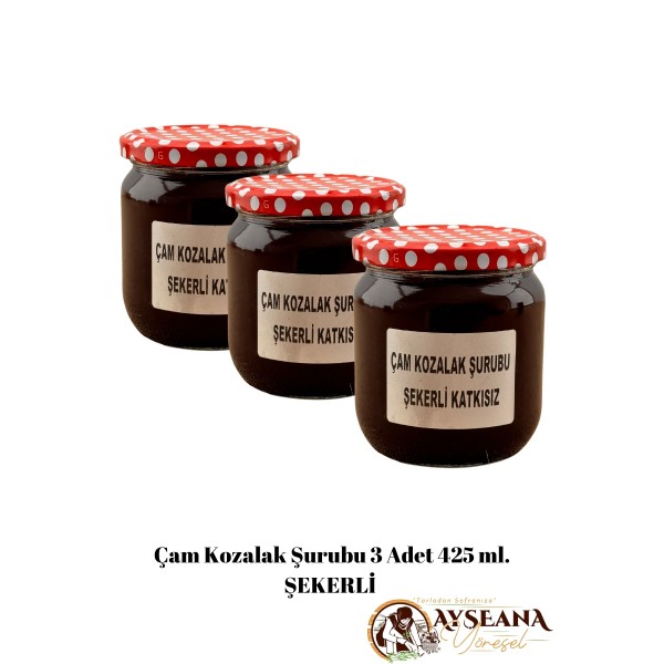Kozalak Şurubu Odun Ateşinde Ev Yapımı Şekerli  (3 adet 425 ml. )