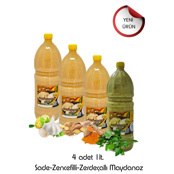 Limon Sarımsak Kürü Set 4 x 1 Lt. Set (Sade-Zencefilli-Zerdeçallı-Maydanozlu)