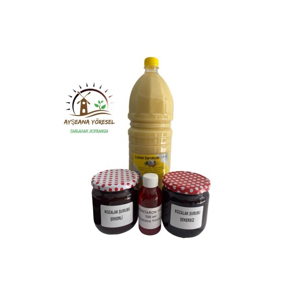 4 lü Limon Sarımsak Kürü,Kozalak Şurubu 425 cc(şekerli+şekersiz) Kantaron Yağı 100ml