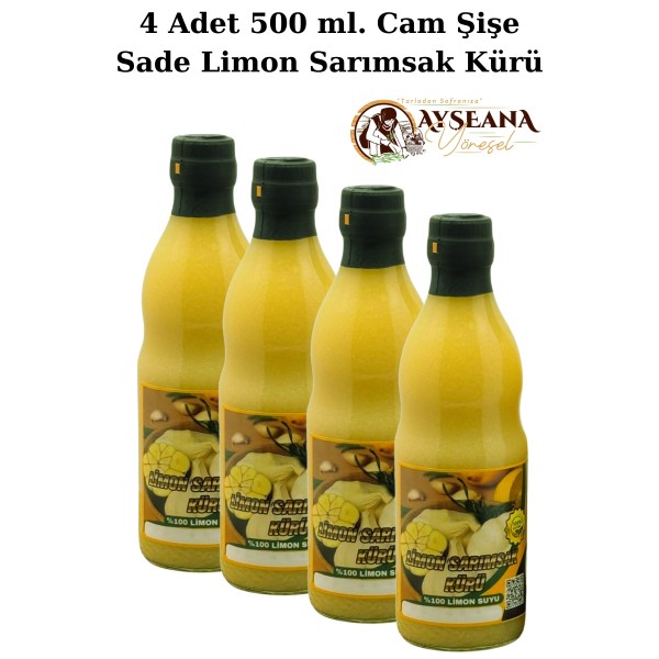 Limon Sarımsak Kürü El Yapımı Cam Şişe) 4x500 ml. 